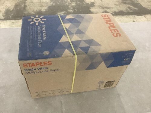 Staples Multipurpose Paper, 8.5" x 11", 22 lbs., Bright White, 5000 Sheets - Lot 820
