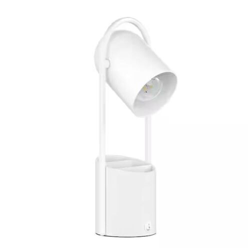Hampton Bay 13.5 in. 1-Light White Desk Lamp with Adjustable Lamp Head and Built-in Organizer - Lot 720