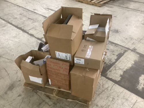 Pallet of Office Supplies Including Binders, Clip Boards, Staples, Paperclips & More - Lot 39