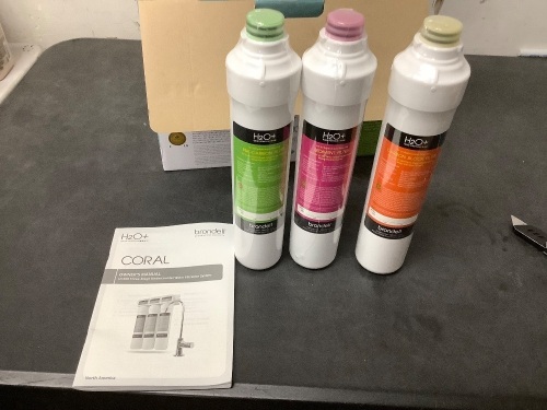 Brondell H2O+ Coral UC300 Three-Stage Undercounter Water Filtration System – Water Purifier with Designer Chrome Faucet – Quick Change Filter, WQA Gold Seal-Certified - Lot 9407
