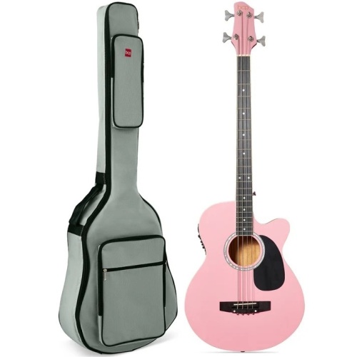 Acoustic Electric Bass Guitar w/ Equalizer, Truss Rod, Padded Gig Bag - Lot 9411