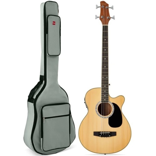 Acoustic Electric Bass Guitar w/ Equalizer, Truss Rod, Padded Gig Bag - Lot 9412