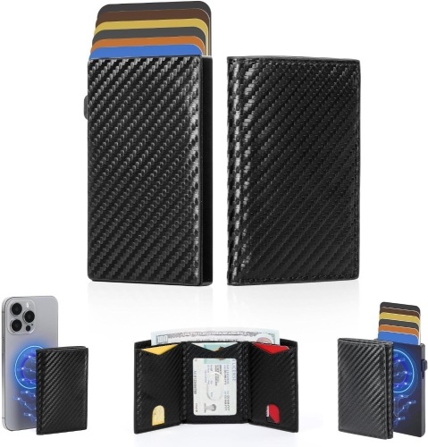 Designed for MagSafe Wallet Magnetic Card Holder,RFID Blocking Flip Trifold Leather Card Slots,Pop Up Wallet,Detachable,freely combinable,Fit For MagSafe Phone and Case-Carbon Black2025 - Lot 9542