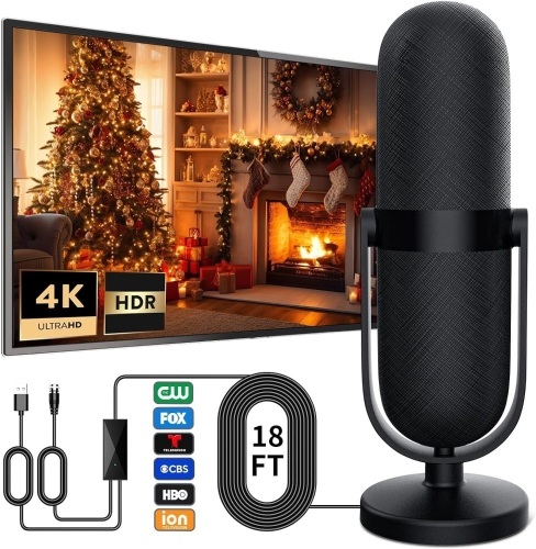 Premium 650 + Miles Range Indoor Digital TV Antenna Ideal for 2K & 4K Smart TVs, Local Channels Reception and with 18ft HD Cable 1128-1803 (1128-mkfcp-27) - Lot 9523