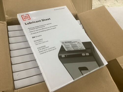 Case of TRU RED Shredder Lubricant Sheets 8.5" x 6"  - Lot 584