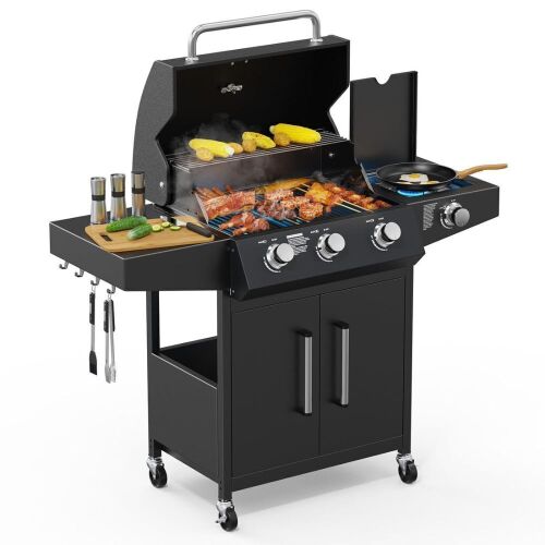 ROVSUN 3 Burner 46,000 BTU Propane Gas Grill with Side Burner - Lot 21