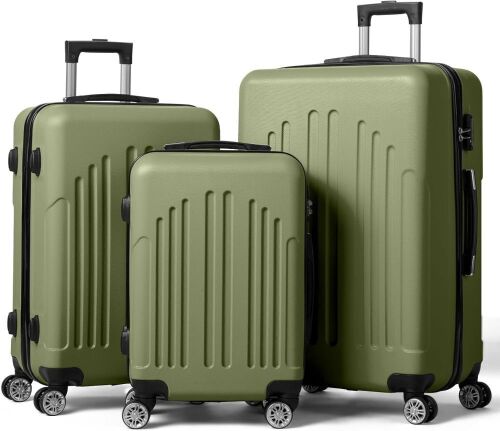 3 Piece Hard Shell Luggage Set with Spinner Wheels, TSA Locks - Lot 70
