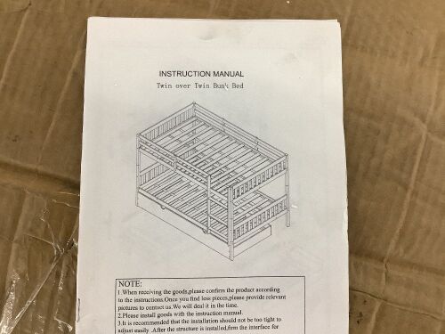 Twin Over Twin Bunk Bed - Unknown if Complete - Lot 480