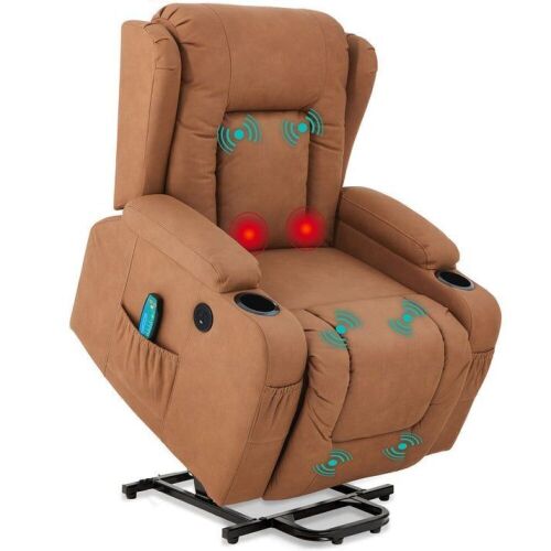 Electric Power Lift Recliner Massage Chair w/ Heat, USB Port, Cupholders - Lot 17