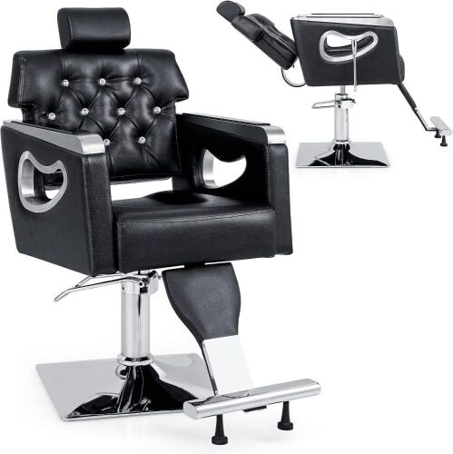 Reclining Barber Chair with Heavy Duty Hydraulic Pump, Backrest & Headrest  - Lot 66