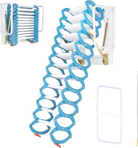 12 Step Wall Mounted Pull Down Garage Attic Ladder, 880lb Capacity - Lot 53