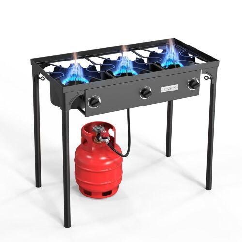 ROVSUN 3 Burner 225,000 BTU Outdoor Gas Propane Stove - Lot 115