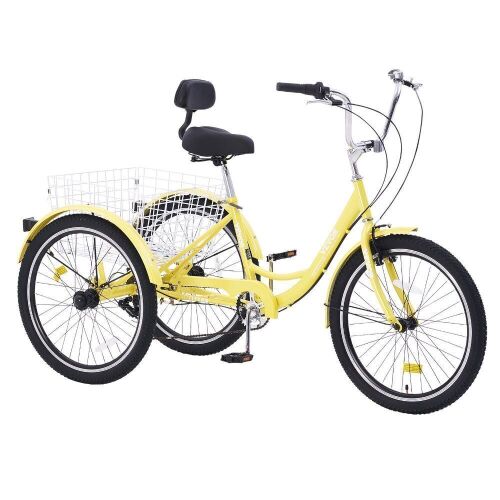 VEVOR 7 Speed Carbon Steel Adult Trike with Basket and Adjustable Seat, 26 Inch  - Lot 30