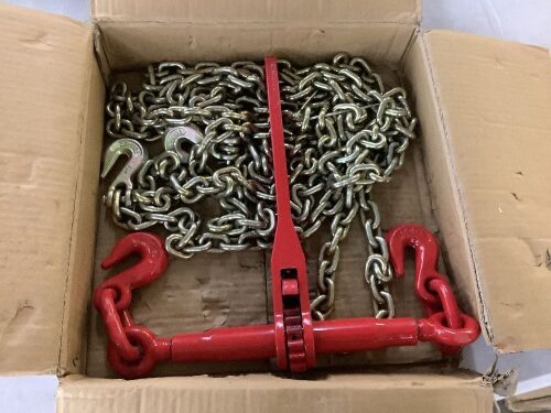 Chain and Binder Kit Ratchet Load Binder 5/16"-3/8", 20ft Chains  - Lot 204
