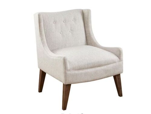 Madison Park Leigh Cream Upholstered Recessed Arm Accent Chair - Lot 57