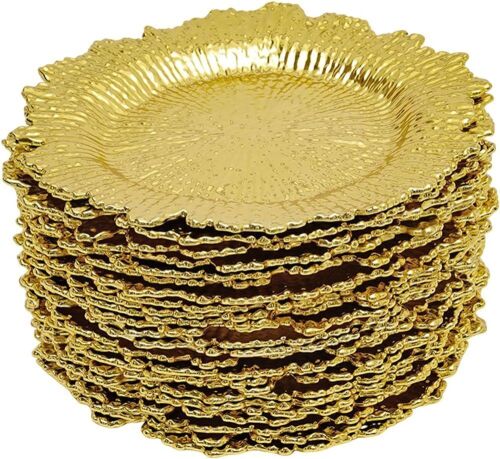 12.6 inch Round Plastic Reef Charger Plates, 24pc  - Lot 379