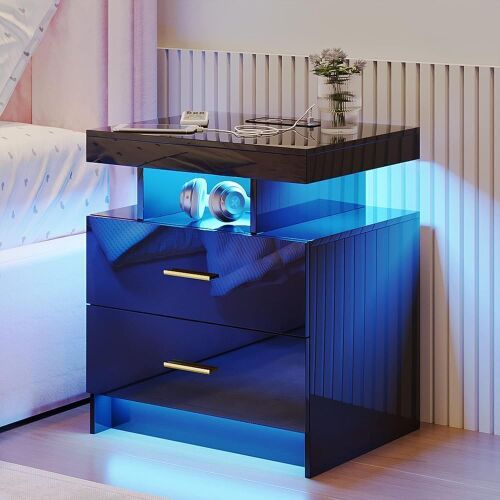 LED Nightstand with Wireless Charging Station - Lot 227