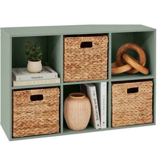 6-Cube Bookshelf, 11in Storage Display w/ Removable Panels, Customizable - Lot 326