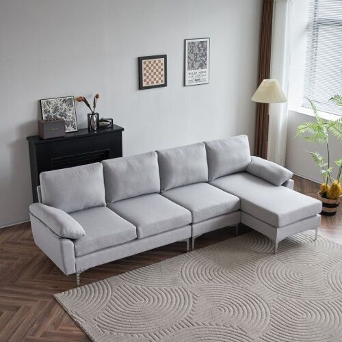 4-Seat Modern Fabric Sectional Sofa Chaise Lounge for Small Space - Lot 14