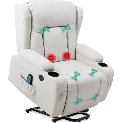 Electric Power Lift Recliner Massage Chair w/ Heat, USB Port, Cupholders - Lot 12