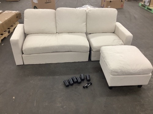Upholstered Sectional Sofa Couch w/ Chaise Lounge, Reversible Ottoman Bench - Lot 731