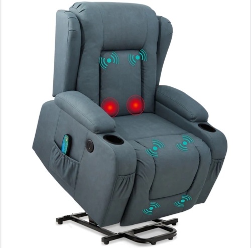 Electric Power Lift Recliner Massage Chair w/ Heat, USB Port, Cupholders - Lot 837