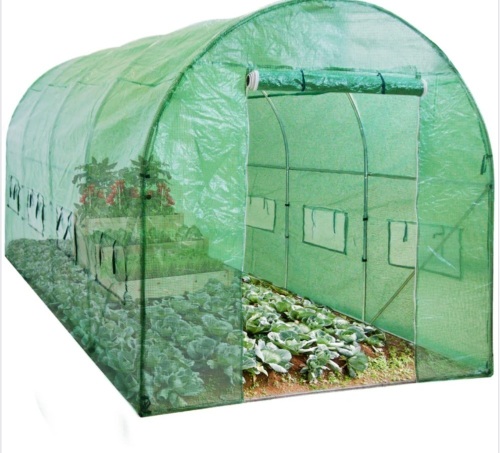 Walk-In Greenhouse Tunnel Tent w/ Roll-Up Windows, Zippered Door - 15x7x7ft - 2 Damaged Pieces - Lot 603
