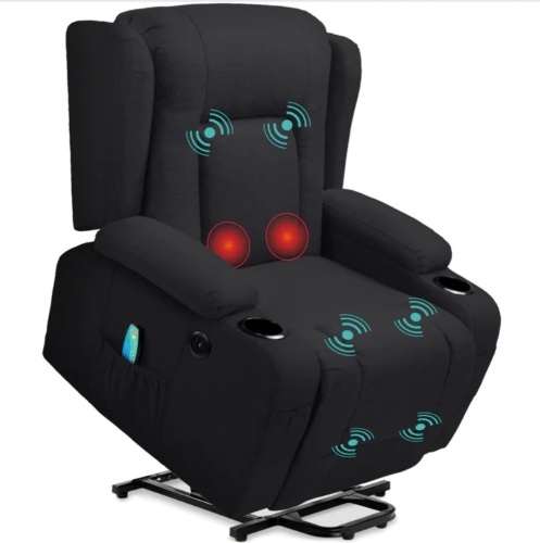 Electric Power Lift Recliner Massage Chair w/ Heat, USB Port, Cupholders - Lot 611