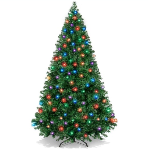 Premium Artificial Pre-Lit Pine Christmas Tree w/ 1,000 Tips, 250 LED Lights - 6 Ft. - Lot 711