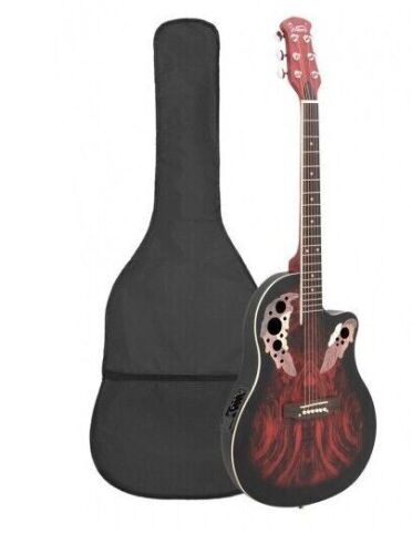 Glarry 41inch Full-Size EQ Cutaway Spruce Top Grape Voice Hole Round Back Acoustic-Electric Guitar - Lot 434