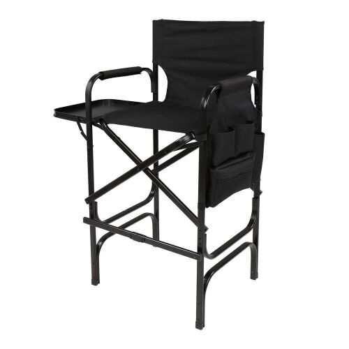 Omysalon 30in Portable Folding Director Chair with Collapsible Side Table - Lot 443
