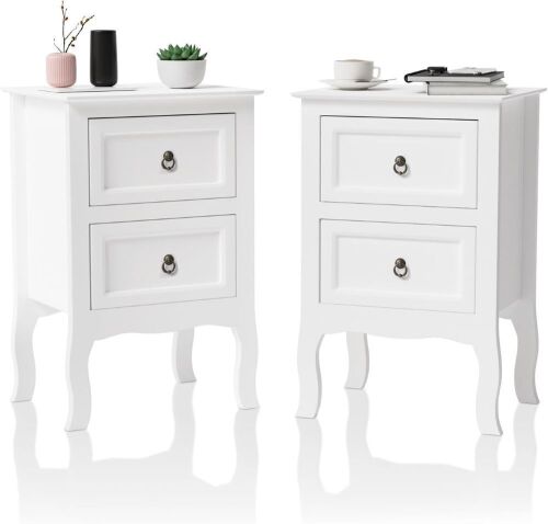 VINGLI White Nightstands, Set of 2 - Lot 855