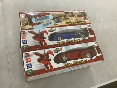 Set of 3 1/18 Scale RC Remote Control Transforming Robot Car Toys - Lot 704