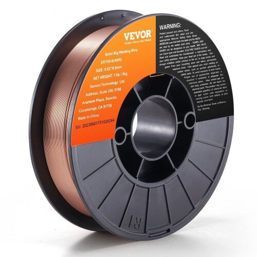 VEVOR Solid MIG Welding Wire ER70S-6 0.03-inch 11LBS Mild Steel MIG Welding Wire - Lot 247