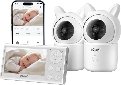 ieGeek Baby Monitor with 2 Cameras - Lot 9750