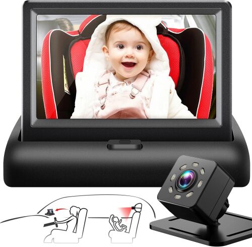 Baby Car Mirror with 4.3'' HD Night Vision Function Display - Lot 9764
