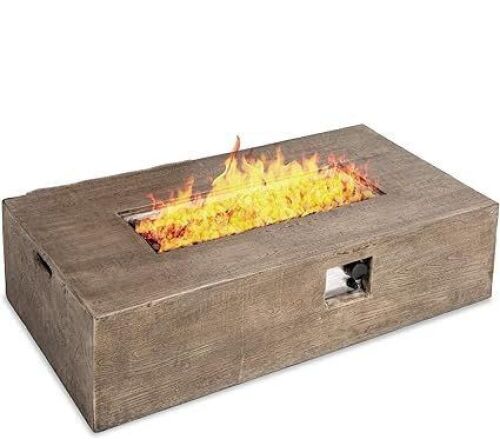 48x27-inch 50,000 BTU Outdoor Patio Rustic Farmhouse Wood Finish Propane Fire Pit Table - Lot 27
