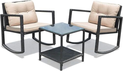 3 Piece Outdoor Rocking Chair Set - Lot 87