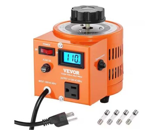 VEVOR 500VA Auto Variable Voltage Transformer AC Voltage Regulator with LCD Display Thermal Control Switch - Lot 130