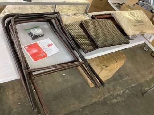 Set of 2 Indoor Outdoor Wicker Bar Stools w/ Cushion, Footrests, Armrests - Appears Complete - Lot 131