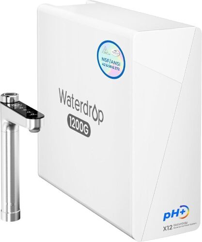  Waterdrop X12-Alkaline Mineral pH+ Reverse Osmosis System, NSF/ANSI 42&58&372 Certified, 1200 GPD RO Water Filter, 11-Stage Filtration Tankless RO System, 3:1 Pure to Drain, UnderSink, BPA Free  - Lot 23