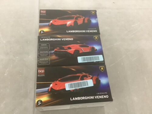 Lot of (3) 1/24 Kids RC Lamborghini Veneno Racing Car Toy w/ Lights, Shock Suspension - Lot 781