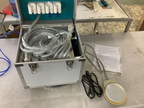 Portable Dental Delivery Unit: Rolling Box with 4 Holes Air Compressor Suction - Lot 62