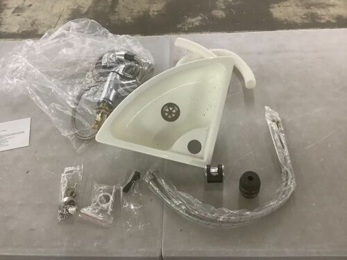 RV Corner Sink w/ Faucet & Hose Kit  - Lot 449