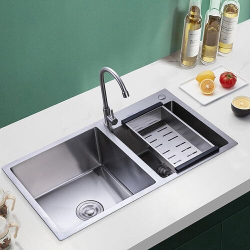  Drop-in Kitchen Sink, 30" x17'' Double Bowl Stainless Steel  - Lot 545