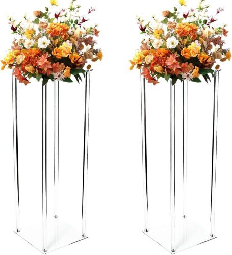 Clear Flower Stand Pack of 2, 40 Inch Tall 10 Inch Dia - Lot 221