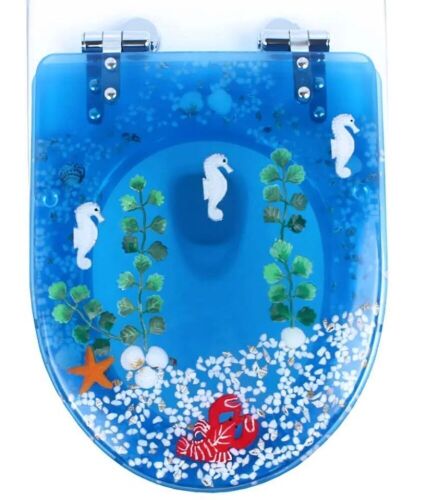 Blue Ocean Resin Elongated Toilet Seat - Lot 225