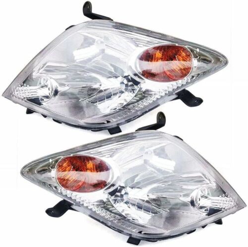 Headlight Assembly Pair for 2004 2005 Scion xA, Chrome Housing Clear Lens - Lot 314