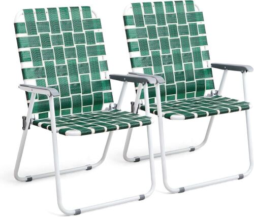 VINGLI Oversized Lawn Webbed Folding Chairs, Set of 2  - Lot 318