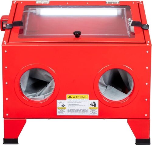25 Gallon Bench Top Air Sandblasting Cabinet, 40-80 PSI Power Air Sandblasting with Spray Gun & 4 x Nozzle for Stain, Removal, Paint - Lot 45
